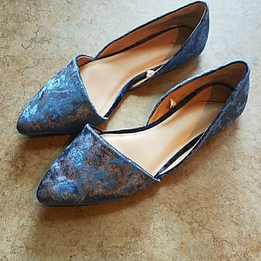 Blue Velevet Flats